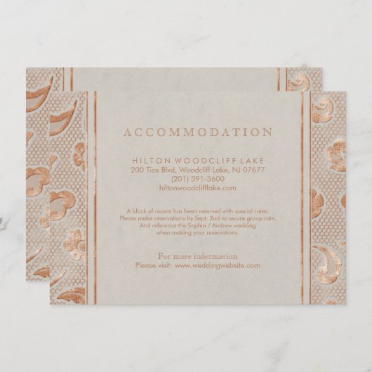 クラフト金ゴールドレース田舎の結婚式場 エンクロージャーカード (正面/裏面)