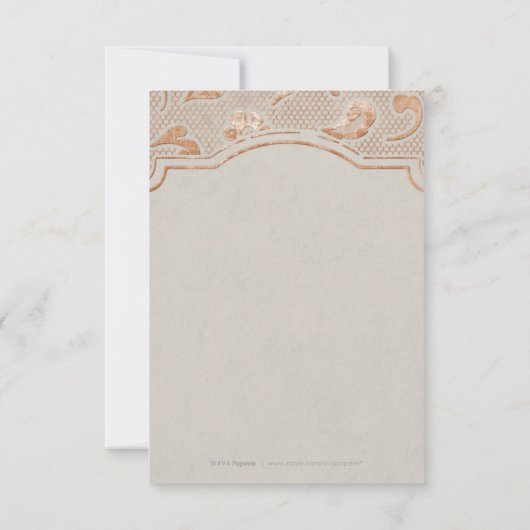 クラフト金ゴールドレース素朴な国のウェディング感謝していユーザ サンキューカード (裏面)