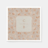 クラフト金ゴールドレース素朴な田舎のウェディングモノグラム スタンダードカクテルナプキン (正面)