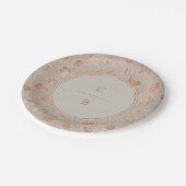 クラフト金ゴールドレース素朴な田舎のウェディングモノグラム ペーパープレート (アングル)