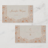 クラフト金ゴールドレース素朴な田舎の結婚式座席表 プレイスカード (正面/裏面)