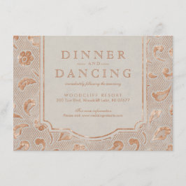 クラフト金ゴールドレース素朴な田舎の結婚式披露宴 エンクロージャーカード