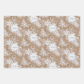 クラフト雪パーソナライズされた片3名冬 ラッピングペーパーシート (正面3)