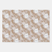 クラフト雪パーソナライズされた片3名冬 ラッピングペーパーシート (正面)