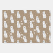 クラフト雪素朴雪の冬の北極動物マット ラッピングペーパーシート (正面3)