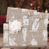 クラフト雪素朴雪の冬の北極動物 ラッピングペーパーシート