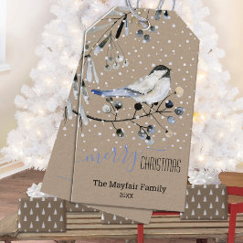 クラフト雪素朴《鳥》アメリカゴガラバードメリークリスマス ギフトタグ