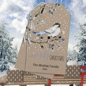 クラフト雪素朴《鳥》アメリカゴガラバードメリークリスマス ギフトタグ