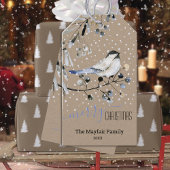 クラフト雪素朴《鳥》アメリカゴガラバードメリークリスマス ギフトタグ