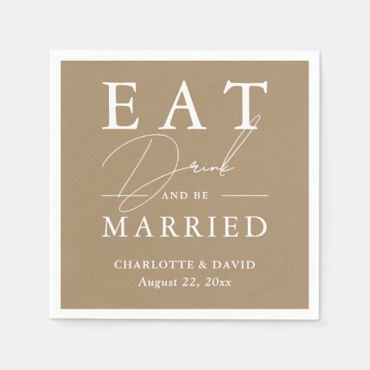 クラフト食べ紙ドリンクとビー結婚したズ結婚ズ スタンダードカクテルナプキン (正面)