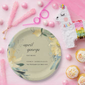 クラフト黄緑色フローラワテカラーベビーシャワー ペーパープレート (パーティー)