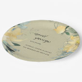 クラフト黄緑色フローラワテカラーベビーシャワー ペーパープレート (アングル)