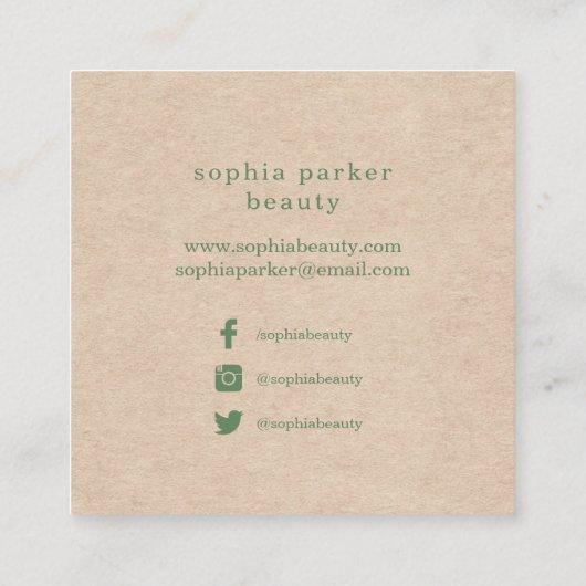 クラフト|の会合媒体の粋で素朴で白い花柄 スクエア名刺 (裏面)