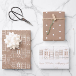 クラフト・アンド・ホワイト・スカンジナモダンビア  ラッピングペーパーシート