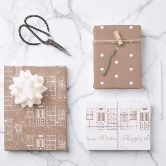 クラフト・アンド・ホワイト・スカンジナモダンビア  ラッピングペーパーシート (正面)