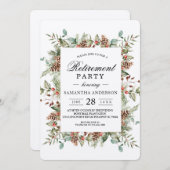 クラフト ウィンター グリーン パインコーン フレーム 招待状 (正面/裏面)