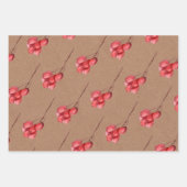 クラフト – ウォーター色のベリーと緑の葉 ラッピングペーパーシート (正面)