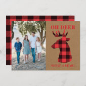 クラフト·オー·ディアWhat a Year Buffalo Plaid Photo シーズンカード (正面/裏面)