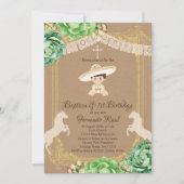 クラフト·カクタス·フィエスタ·バプテスマン·ファースト·誕生日·ボーイ 招待状 (正面)