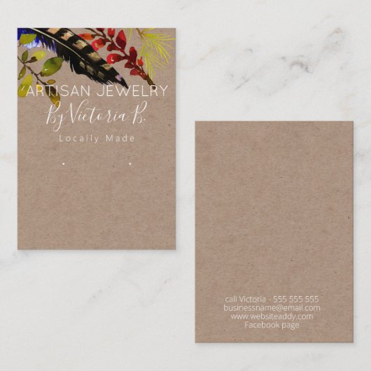 クラフト&グリーンリー手作りジュエリーイヤリングディスプレイ 名刺 (正面/裏面)