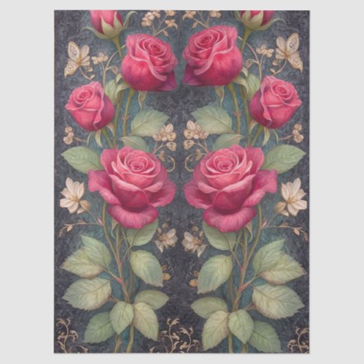 クラフト&デカップアートワーク用の大きな赤いバラ 薄葉紙 (正面)