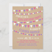 クラフト・バンティングの女の子の誕生日招待状 招待状 (正面)