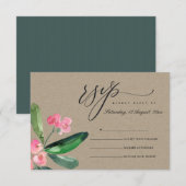 クラフト ピンク キリスト トゲ 花 水彩 RSVP (正面/裏面)