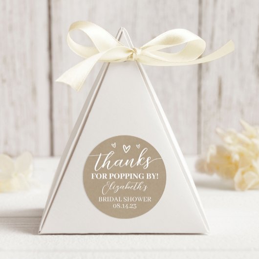クラフト  ブライダルシャワーのために立ち寄ってくれてありがとう ポップコーン ラウンドシール