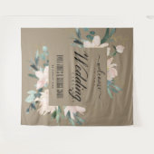 クラフト ブラッシュ ゴールド フローラル ウォータカラー ウェディング ウェルカム タペストリー (正面(横))