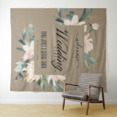 クラフト ブラッシュ ゴールド フローラル ウォーターカラー ウェディング ウェルカム タペストリー (インサイチュ(横))