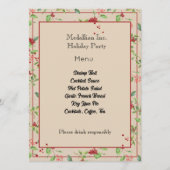 クラフト メニュー カードの赤い実と冬の葉 (正面)