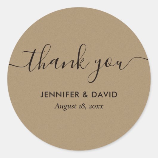 クラフト モダン スクリプト サンクス ラウンドシール (正面)