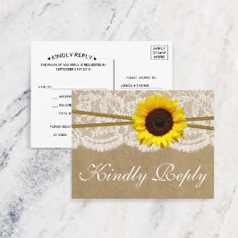 クラフト&レースのひまわりコレクション 出席返信 インビテーションポストカード