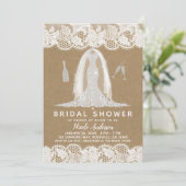 クラフト&レースダイヤモンド結婚ズドレスブライダルシャワー 招待状 (スタンド正面)