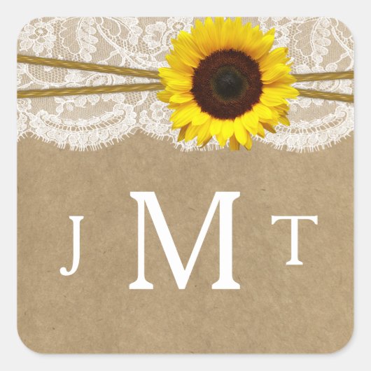 クラフト、レース、ひまわりコレクションシール スクエアシール (正面)
