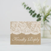 クラフト＆レース ウェディングコレクション 出席確認 インビテーションポストカード (スタンド正面)
