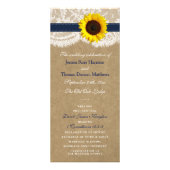 クラフト、レース&ネイビーブルーサンフラワー結婚式 プログラム (正面)