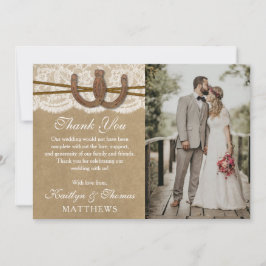 クラフト、レース&ホースシューズ結婚コレクション サンキューカード