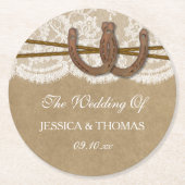クラフト、レース&ホースシューズ結婚コレクション ラウンドペーパーコースター (正面)