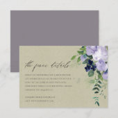 クラフト ヴィオレット パープル フローラル リーフィー ウェディング ディテール エンクロージャーカード (正面/裏面)