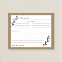 クラフト&素朴ブライダルシャワーレシピカード