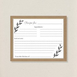 クラフト&素朴ブライダルシャワーレシピカード