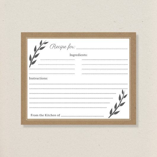 クラフト&素朴ブライダルシャワーレシピカード