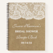 クラフト&素朴ホワイトレースブライダルシャワーレシピ ノートブック (正面)