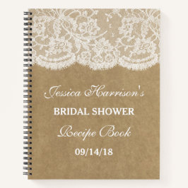 クラフト&素朴ホワイトレースブライダルシャワーレシピ ノートブック
