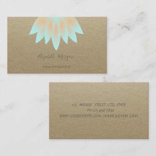 クラフト、素朴ロータス、ヨガインストラクター 名刺 (正面/裏面)