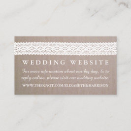 クラフト&素朴ヴィンテージホワイトレースの結婚ウェブサイト エンクロージャーカード