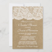 クラフト&素朴ヴィンテージホワイトレースブライダルシャワー 招待状 (正面)