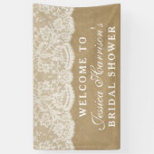 クラフト&素朴ヴィンテージホワイトレースブライダルシャワー 横断幕 (縦)