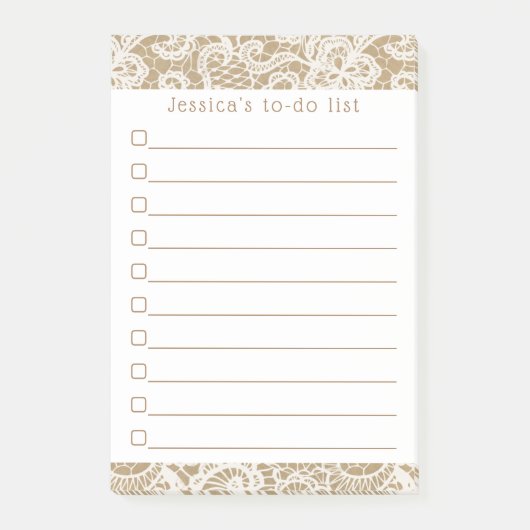 クラフト&素朴ヴィンテージホワイトレース ポストイット (正面)